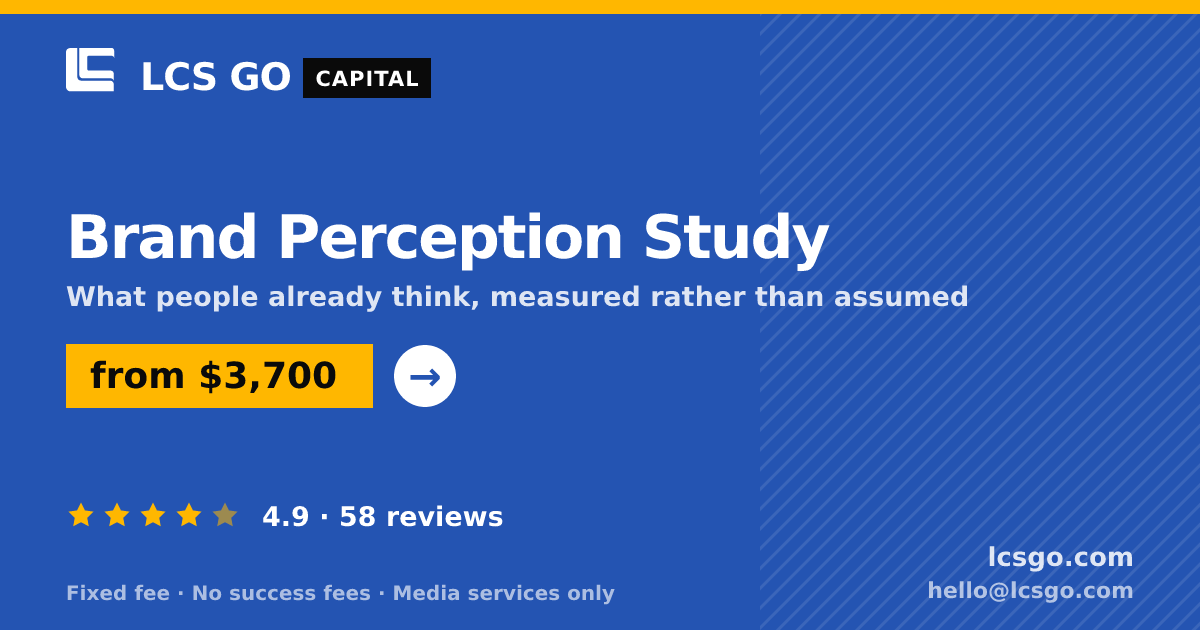 Brand Perception Study — from $3,700, rated 4.9/5 across 58 reviews. LCS GO.
