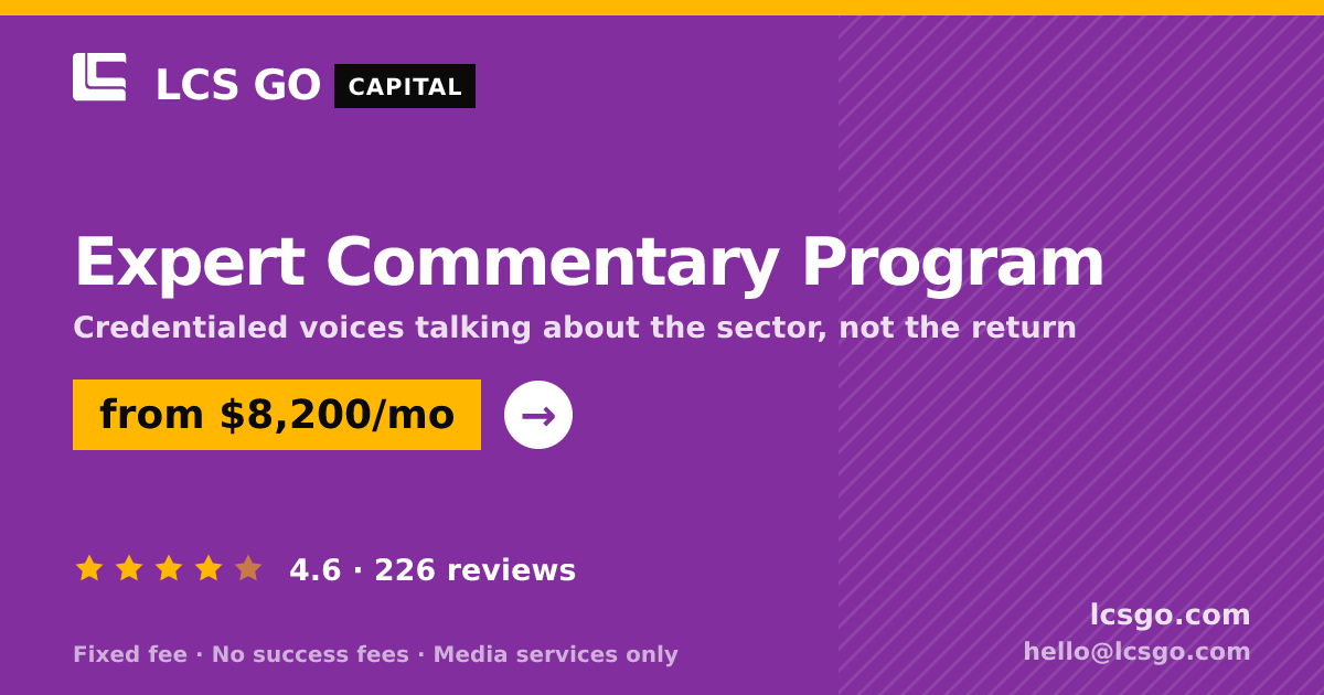 Expert Commentary Program — from $8,200/mo, rated 4.6/5 across 226 reviews. LCS GO.