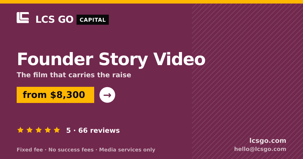 Founder Story Video — from $8,300, rated 5/5 across 66 reviews. LCS GO.