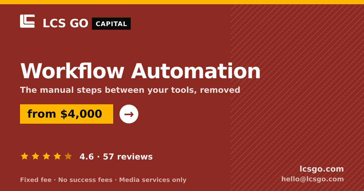 Workflow Automation — from $4,000, rated 4.6/5 across 57 reviews. LCS GO.